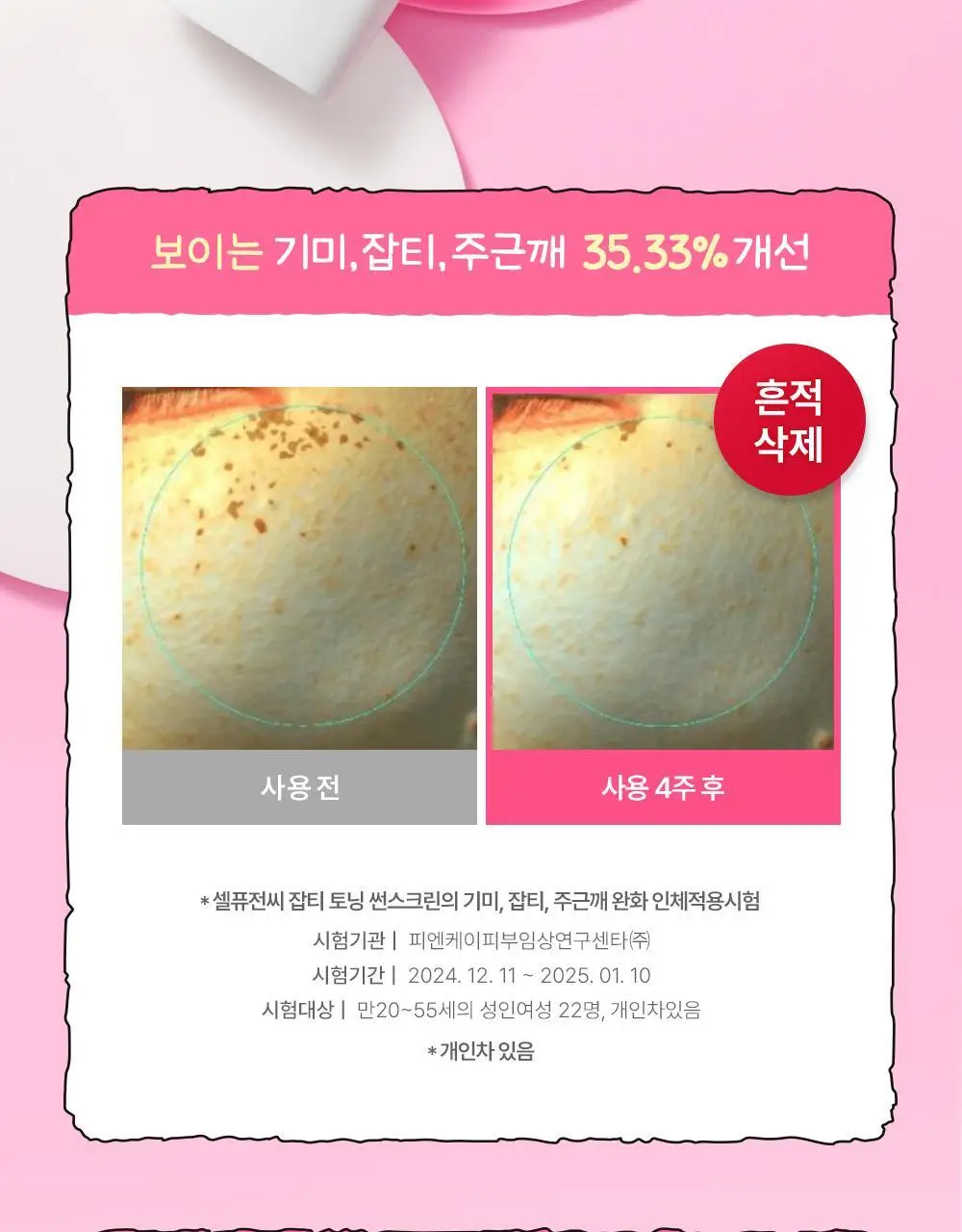 [맑은톤밀착썬/조앤프렌즈 콜라보] 셀퓨전씨 잡티 토닝 썬스크린 35ml 더블 기획 (+10ml+조앤프렌즈 캡 키링) 상세페이지 27